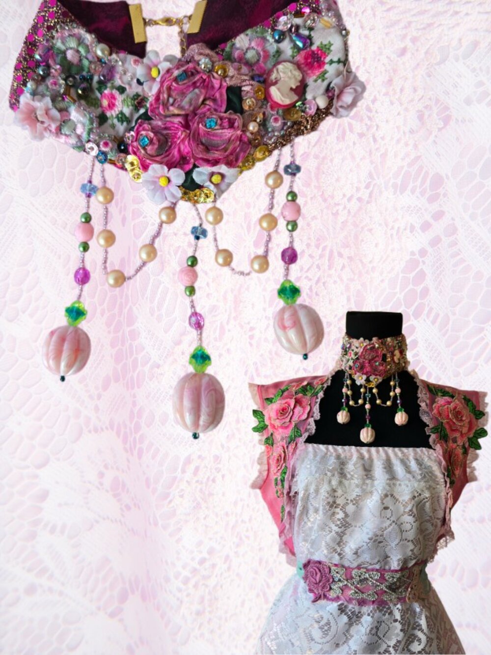 Rose Cameo Handmade Victorian-style Choker Romantic Collar